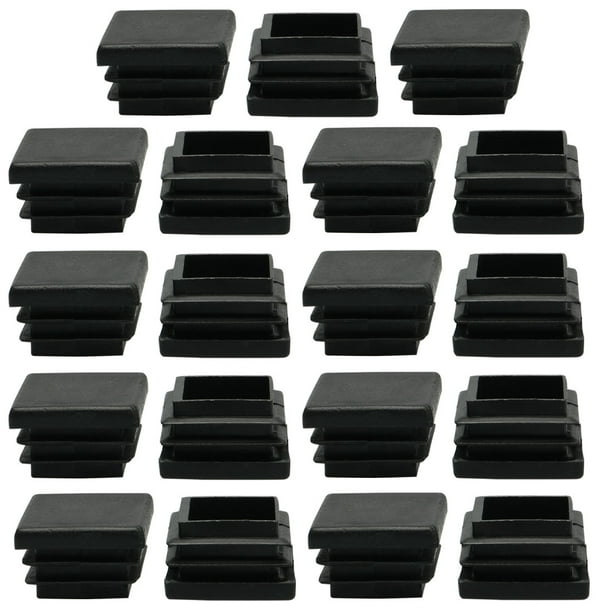 uxcell 19pcs 50 x 100mm Plastic Rectangle Ribbed Tube Inserts End Cover Cap Furniture Glide Floor Protector 